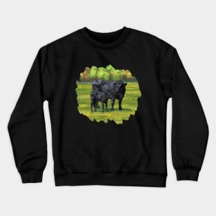 Black Angus Cow and Cute Calf Crewneck Sweatshirt